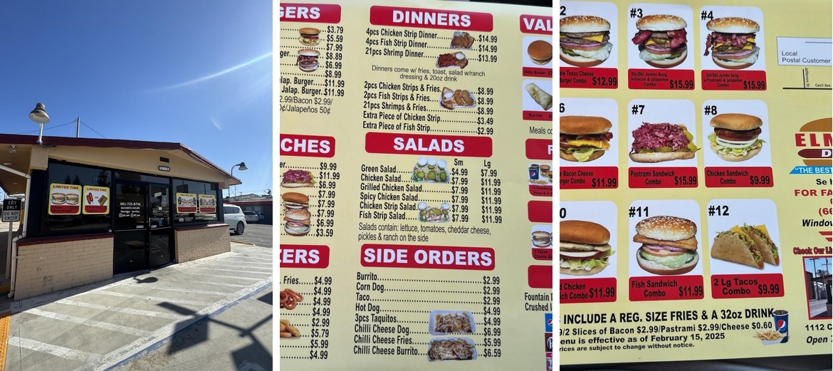 Elmer's Drive-In Menu